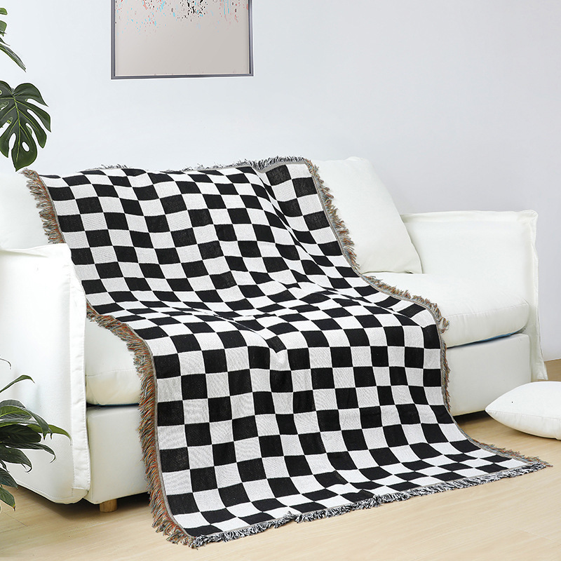 Tapestries Plaid Tapestry Wall Hanging For Living Room Bedroom Decor Blue Wave Print Wall Tapestry Picnic Mat 230712