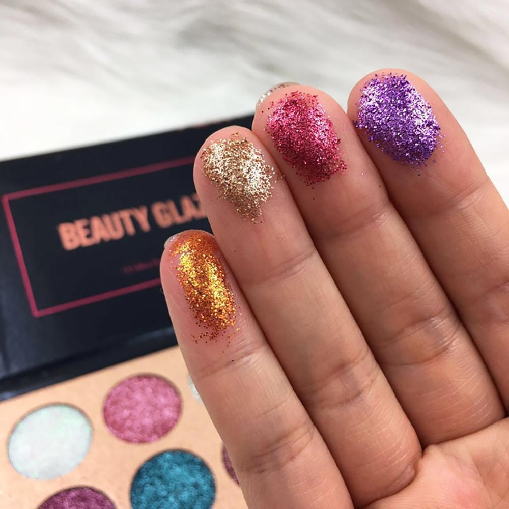 Eye Shadow BEAUTY GLAZED 15 Color Eyeshadow Palette Glitter Pressed Makeup Diamond Cosmetic Magnet Shine Shimmer Club Party Maquiagem 230712