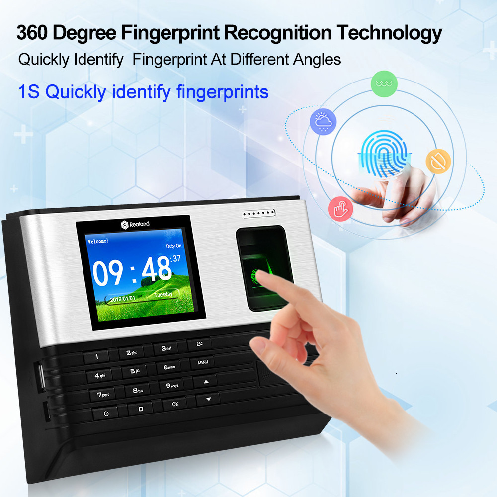 Recognition System Realand 2 8inch TCP IP WIFI Biometric Fingerprint Attendance Machine RFID Employee Check in Time Clock Recorder Password 230712