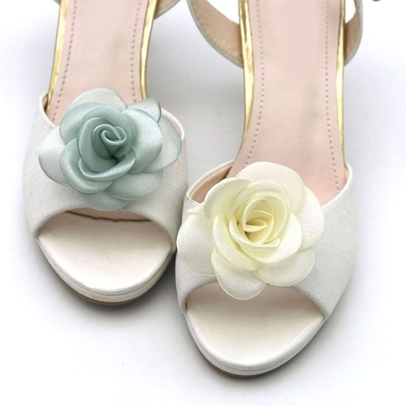 Shoe Parts Accessories 1 Pair Stylish Removable Rose Flower Shoe Clips Women Detachable Cloth Flower Charms Wedding Shoe Buckles High Heels Ornaments 