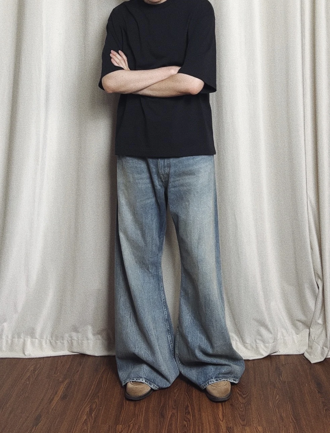 2023ss Washed Flared Washed Jeans for Men Blue Pants Loose Causal Jeans Straight Washed Flare Wide Leg Jeans Men Jeans Streetwear