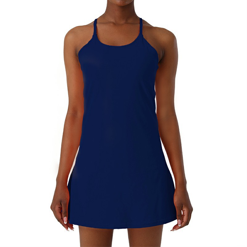 Tennis Lined Dress Yoga Outfit Exercise Chest Pad Inside Shorts Dresses Golf Gym Slip Fitness Women Tennis Pockets Dress LLLM88553