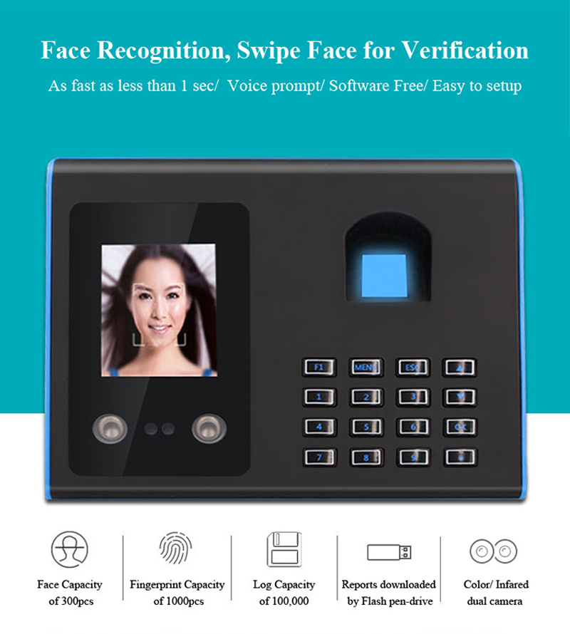 Recognition System AF01 Biometric Face Fingerprint Time Attendance Machine Device 230712