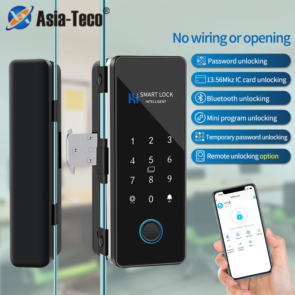 Recognition System Smart Phone Hahalock APP Fingerprint Lock Bluetooth Sliding Glass Door Electronic IC Card with Attendance Record 230712