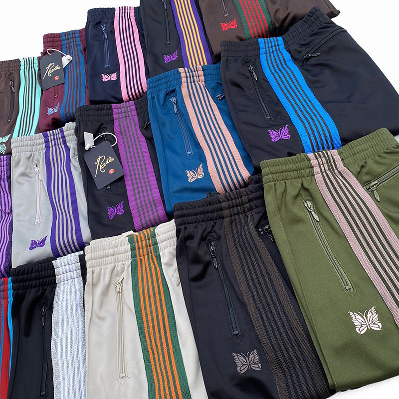 Mens Pants ss AWGE Needles Sweatpants Men Women 1 Quality Embroidered Butterfly Stripe Trousers 230712