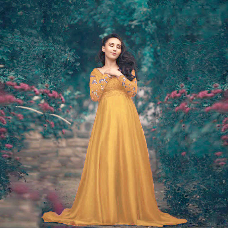 New Lace Chiffon Maternity Photography Props Long Dress Cute Pregnancy Dresses Elegence Pregnant Women Maxi Gown For Photo Shoot L230712