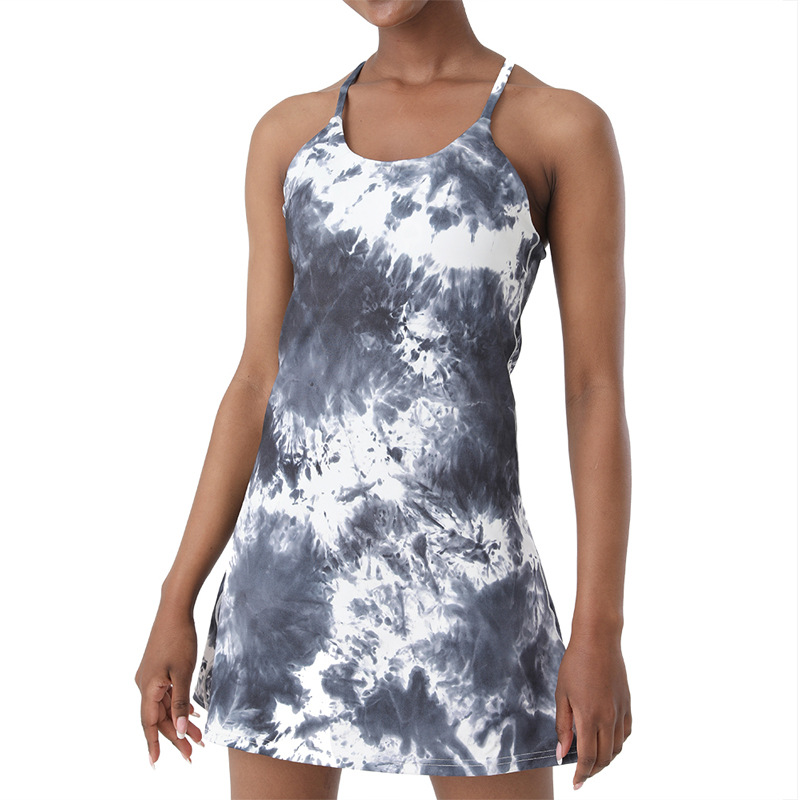 Tennis Lined Dress Yoga Outfit Exercise Chest Pad Inside Shorts Dresses Golf Gym Slip Fitness Women Tennis Pockets Dress LLLM88553