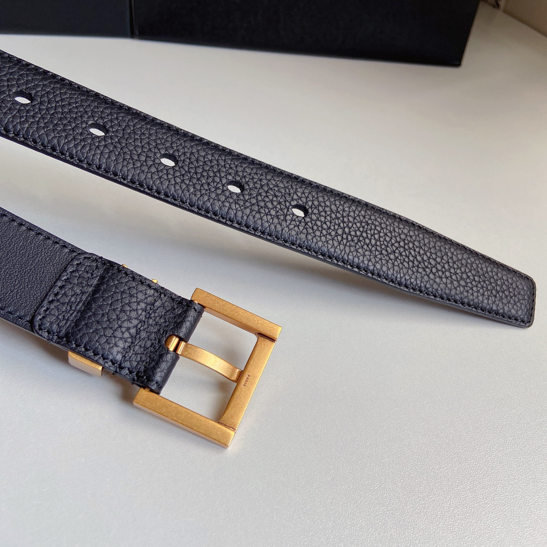 Womens Black Leather Belts Gold Buckle Waist Casual Jeans Dress Belt