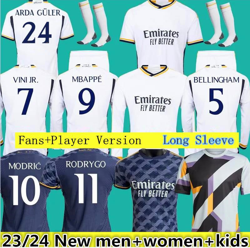 23 24 fans Player Version Soccer Jerseys VINI JR BELLINGHAM 2023 2024 RODRGO Arda Guler long sleeve HOME camiseta de futbol men kids women uniform Mbappe rEaL maDriDs, 23/24 home 
23 24 fans Player Version Soccer Jerseys VINI JR BELLINGHAM 2023 2024 RODRGO Arda Guler long sleeve HOME camiseta de futbol men kids women uniform Mbappe rEaL maDriDs, 23/24 home