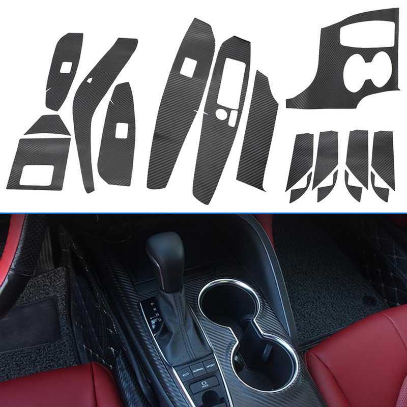 Car Interior Kits Trim Stickers Black Carbon Fiber Style 3D Car Stickers Film Decor Accessories for Toyota Camry 2018-2021 LHD