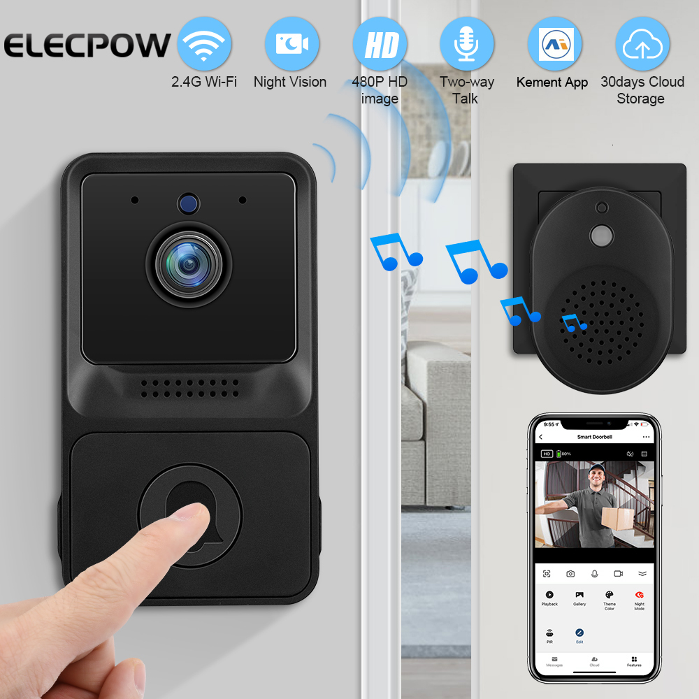 Doorbells Elecpow Mini Wireless WiFi Video Doorbell Camera Smart Home Door Bell Kits with Cloud Storage Night Vision Security 230712