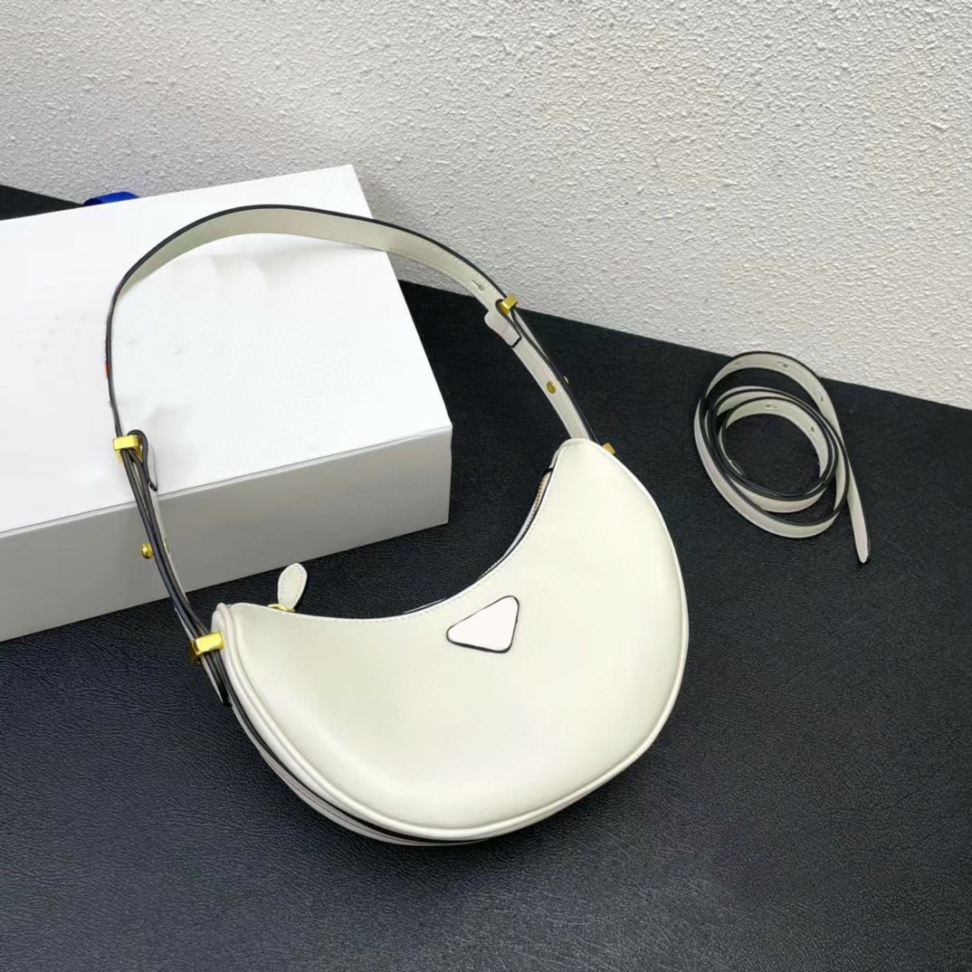 Designer Handbags Arque Sleek Leather Shoulder Bag Real Calfskin Half Moon Shoulder Bags Enameled Metal Triangle Hardware Zipper Baguette Bags Women Fashion Purse, White
Designer Handbags Arque Sleek Leather Shoulder Bag Real Calfskin Half Moon Shoulder Bags Enameled Metal Triangle Hardware Zipper Baguette Bags Women Fashion Purse, White