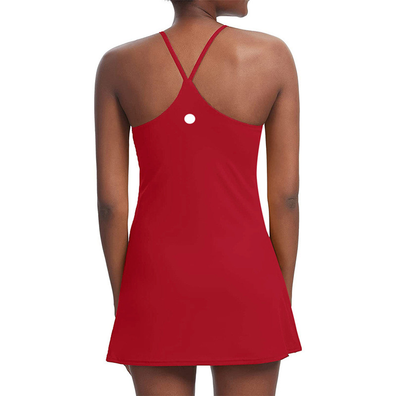 Tennis Lined Dress Yoga Outfit Exercise Chest Pad Inside Shorts Dresses Golf Gym Slip Fitness Women Tennis Pockets Dress LLLM88553