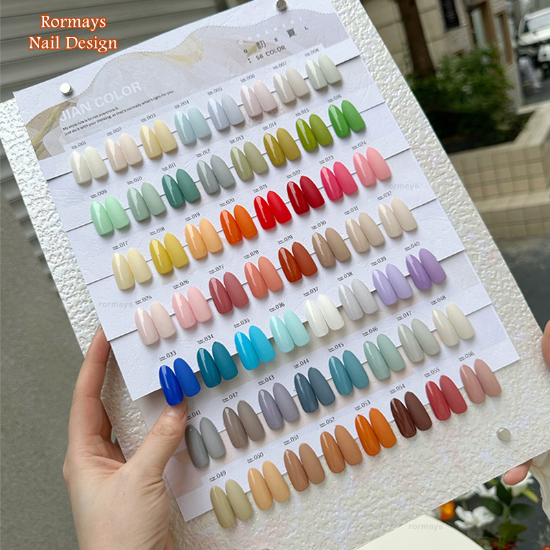Rormays 56 Color gel nail polish Set New Summer 15ML Semi Permanent Permanent Solid Color Shiny Primer Matte Nail Design Flip Color Salon UV LED gel V