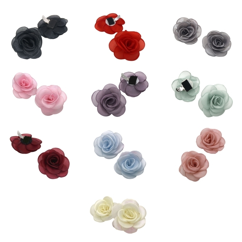 Shoe Parts Accessories 1 Pair Stylish Removable Rose Flower Shoe Clips Women Detachable Cloth Flower Charms Wedding Shoe Buckles High Heels Ornaments 