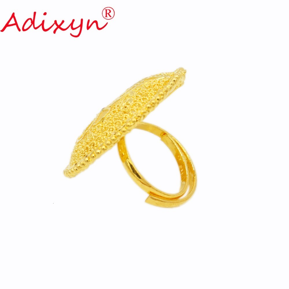 Wedding Rings Adixyn Round Wide Ring for Women/Teenage Girls Gold Color Engagement Jewelry India/African/Ethiopian/Arab Items N02272 230713
