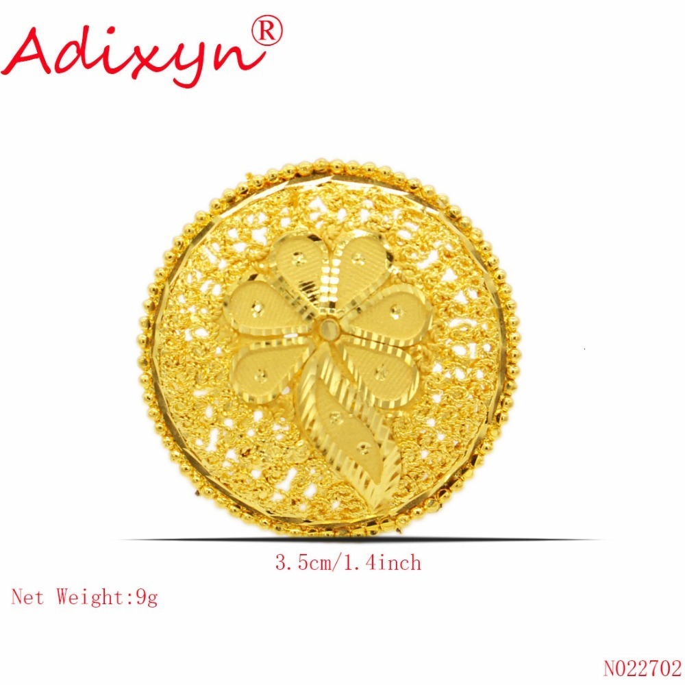 Wedding Rings Adixyn Round Wide Ring for Women/Teenage Girls Gold Color Engagement Jewelry India/African/Ethiopian/Arab Items N02272 230713