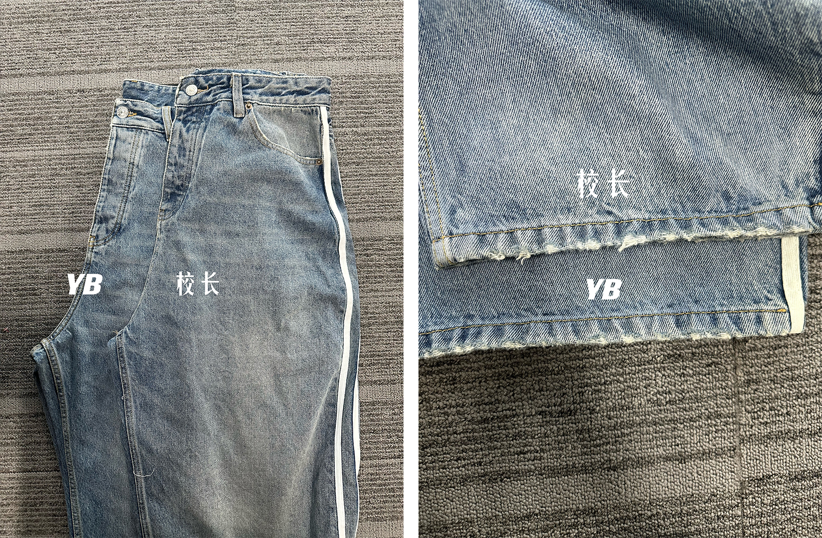 Men's Jeans Washed Jeans for Men Blue Pants Washed Straight Denim Jeans Loose Fit Striped Baggy Wide Leg Flared Jeans Men Streetwear