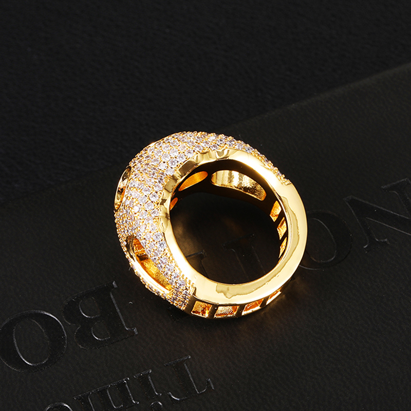 Wedding Rings D Z Skull Rings In Gold Color Iced Out Cubic Zirconia Stones Hip Hop Personalised Fashion Jewelry Gift Hip Hop Jewelry 230713