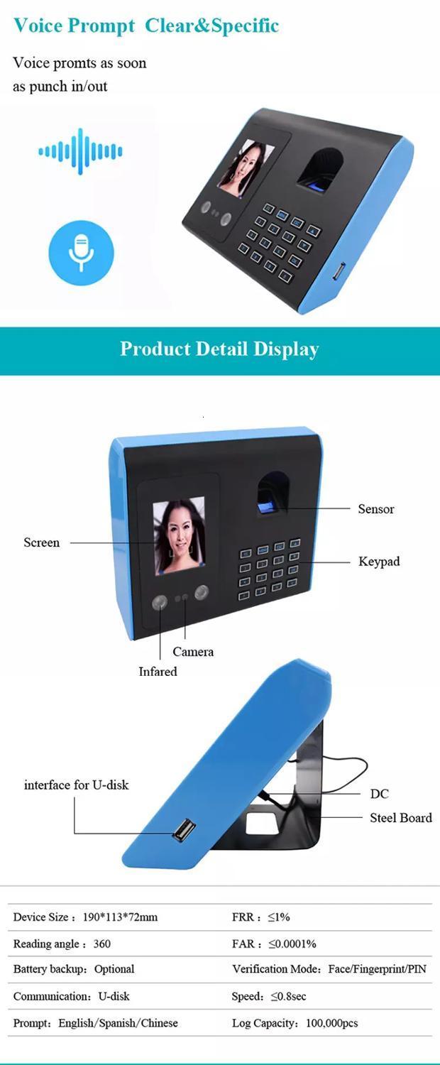 Recognition System AF01 Biometric Face Fingerprint Time Attendance Machine Device 230712