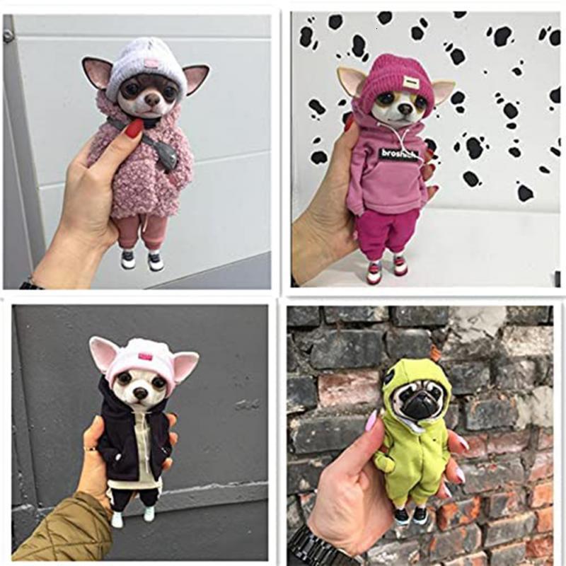 Decorative Objects Figurines Handmade Doll Resin Standing Puppy Plush Toy Figure Chihuahua SharPei Dog Cute Fashionable Animal Clay Home Decor Ornamen