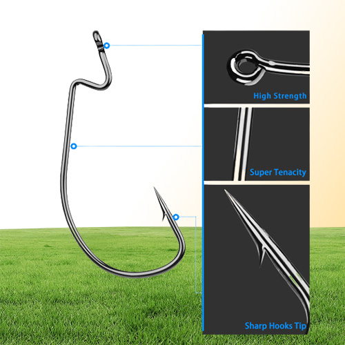 5 Sizes 1050 38105 Worm Hook High Carbon Steel Barbed Hooks Asian Carp Fishing Gear 200 Pieces Lot BL05