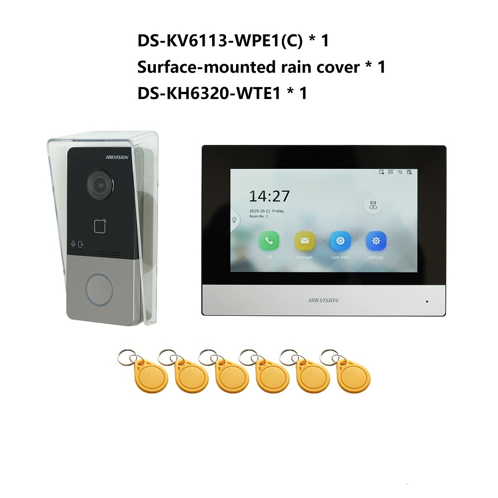 Smart Lock DS KIS603 P C Multi language 802 3af POE Video intercom KIT include DS KV6113 WPE1 C DS KH6320 WTE1 PoE Switch 230712