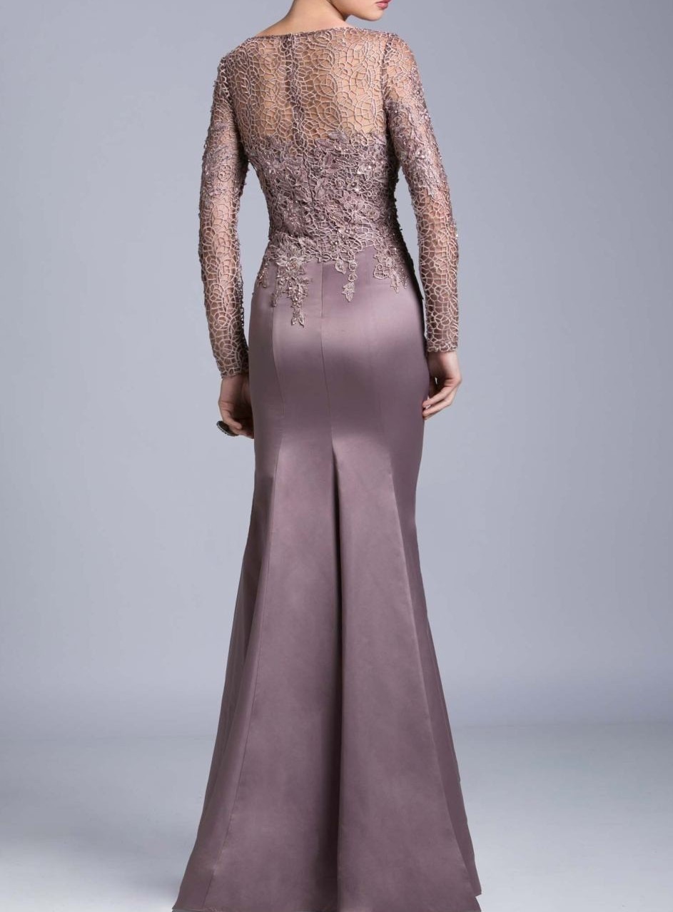 Elegant Long Sleeves Mother Of The Bride Dresses Lace Appliques Satin Floor Length Mermaid Wedding Guest Party Gowns Chic Groom Mom Prom Formal Evenin