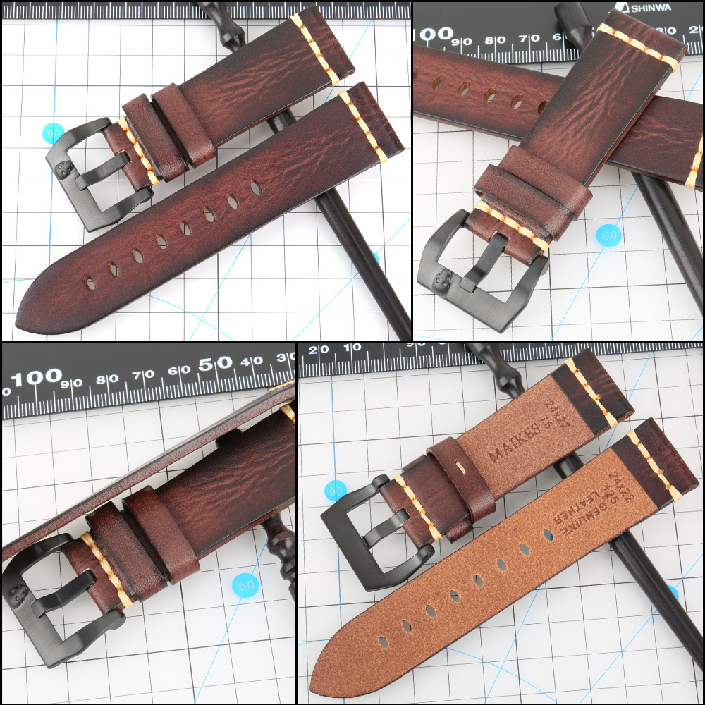 Watch Bands MAIKES Handmade Italian Leather Band 18mm 19mm 20mm 21mm 22mm 24mm Vintage Strap For Panerai Watchband 230712