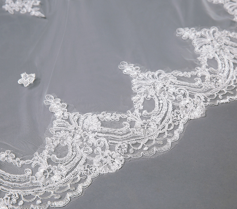 Wedding Hair Jewelry Arrival White Ivory Cathedral Wedding Veils Lace Edge Bridal accessories Trouwen Marriage Bridal Veil Velo da sposa lungo 230713