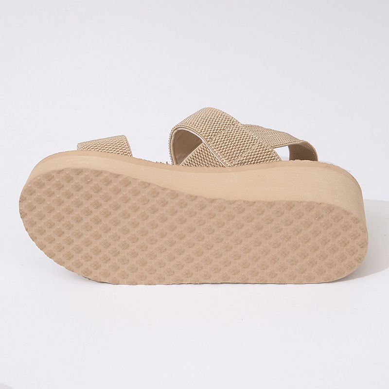 Sandal's Sandals 2023 Open Toe Straw Slope with A Word Beach Shoes Summer Fashion Lightweight Nonslip Apricot Ladies 230713