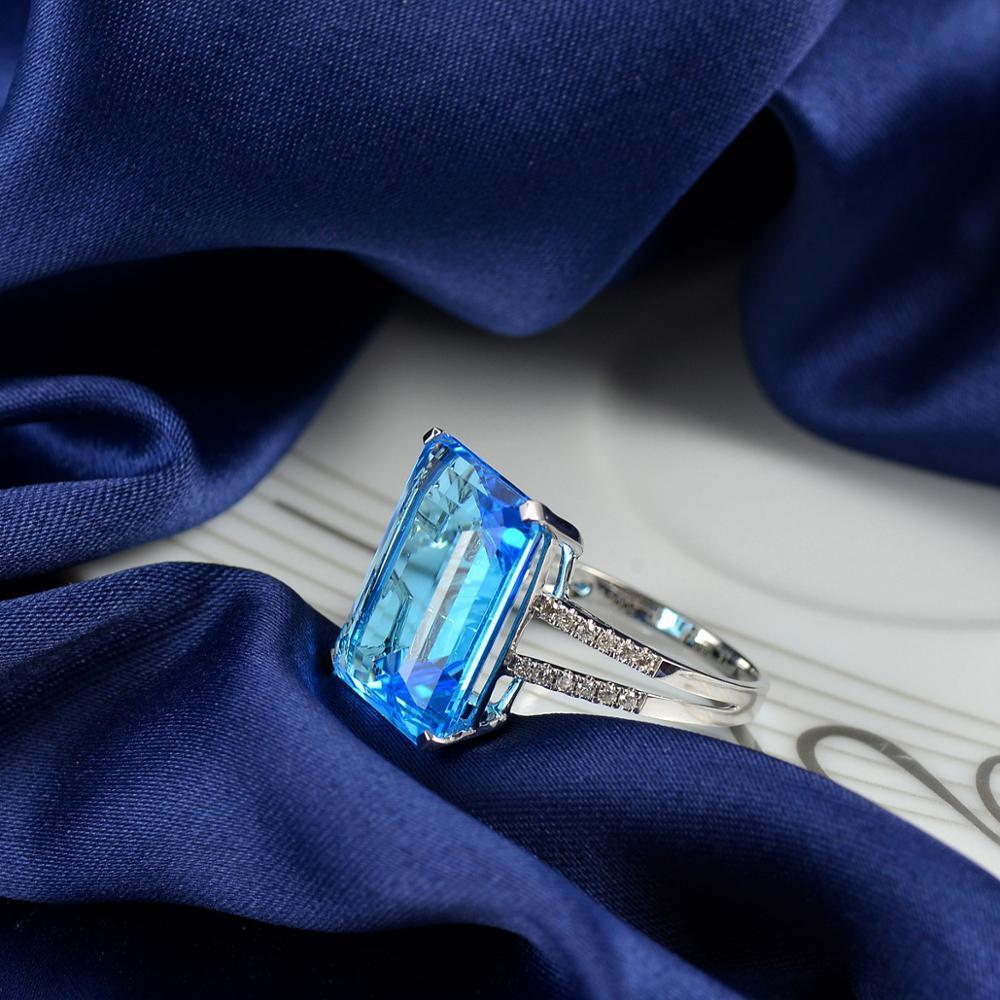 Wedding Rings Exquisite Natural Blue Crystal Ring Elegant Temperament Female Romantic Birthday Gift 230713