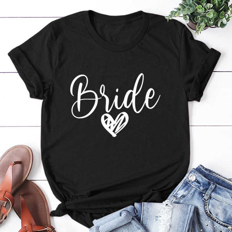 Women's T-Shirt Engagement Wedding Shower Short Sleeve Bride Team Single Party T-shirt G220612