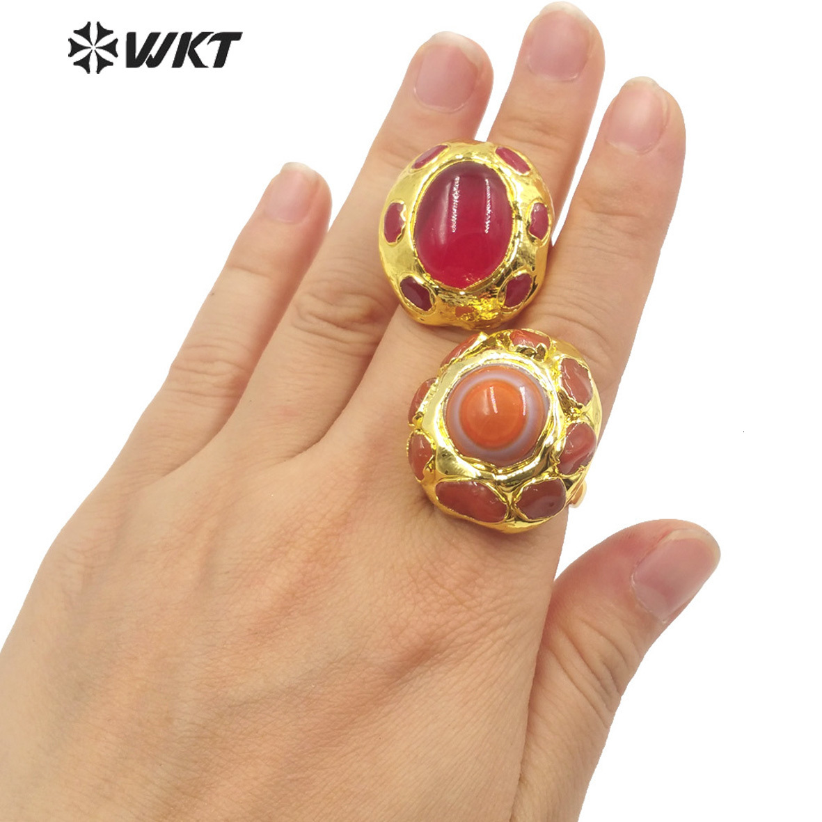 Wedding Rings WT-R412 WKT style rings Natural purple fluorite tourmaline Rings Adjustable for women party Rings trend jewelry 230713