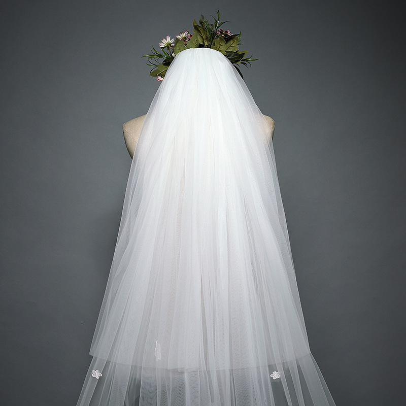 Wedding Hair Jewelry Arrival White Ivory Cathedral Wedding Veils Lace Edge Bridal accessories Trouwen Marriage Bridal Veil Velo da sposa lungo 230713