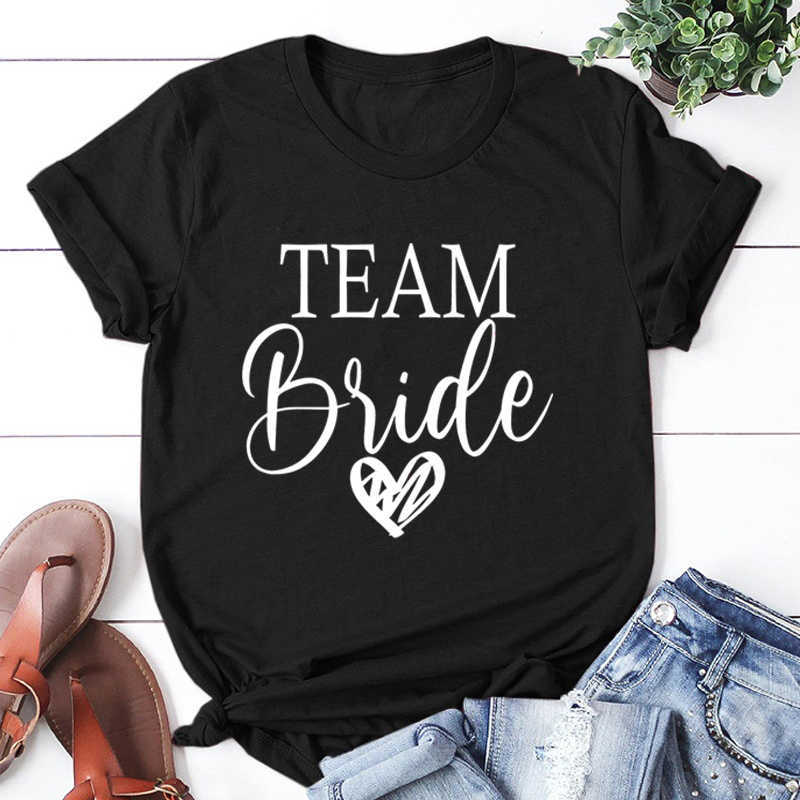 Women's T-Shirt Engagement Wedding Shower Short Sleeve Bride Team Single Party T-shirt G220612