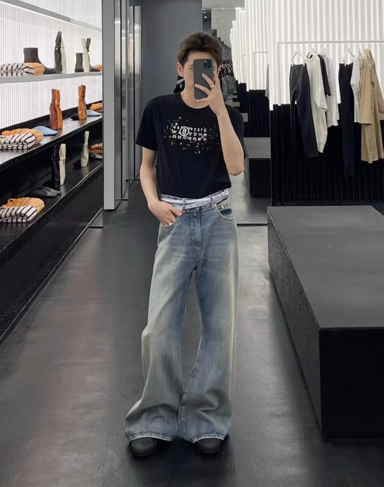 2023ss Washed Flared Washed Jeans for Men Blue Pants Loose Causal Jeans Straight Washed Flare Wide Leg Jeans Men Jeans Streetwear