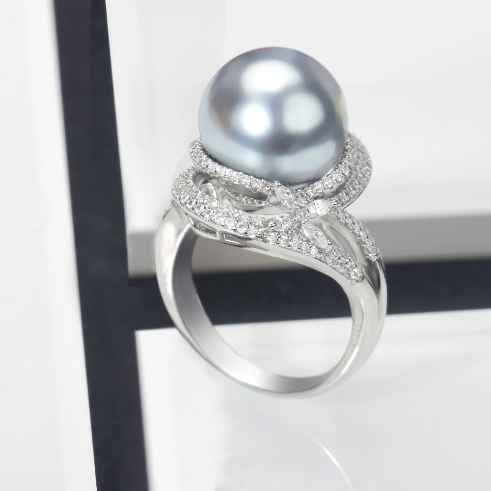 Wedding Rings Trendy Round Pearl Statement Rings for Women Cubic Zircon Finger Rings Beads Charm Ring Bohemian Beach Jewelry Gifts 230713