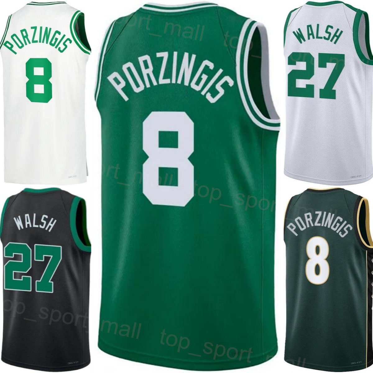 Man Kids Printed Basketball Kristaps Porzingis Jersey 8 Walsh 27 Mouhamed Gueye Dalano Banton Jaylen Brown 7 Jayson Tatum 0 Al Horford 42 Malcolm Brogdon 13 Shirt