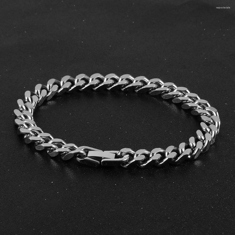 Link Bracelets Fashion Men Stainless Steel Cuban Chains 6mm/8mm Width Dubai Curb Chain Bangle Wrist Male Jewelry