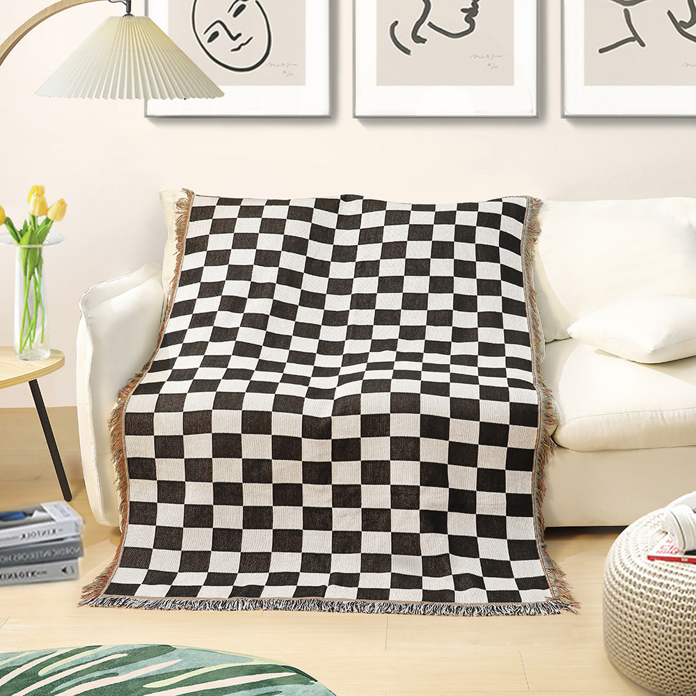 Tapestries Plaid Tapestry Wall Hanging For Living Room Bedroom Decor Blue Wave Print Wall Tapestry Picnic Mat 230712
