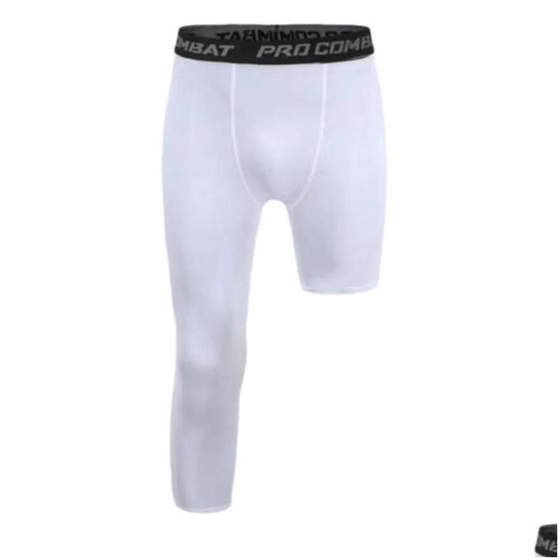 Men'S Pants Mens Men One Leg Compression 3/4 Capri Tights Athletic Basketball Base Layer Drop Delivery Apparel Clothing Dhhxc