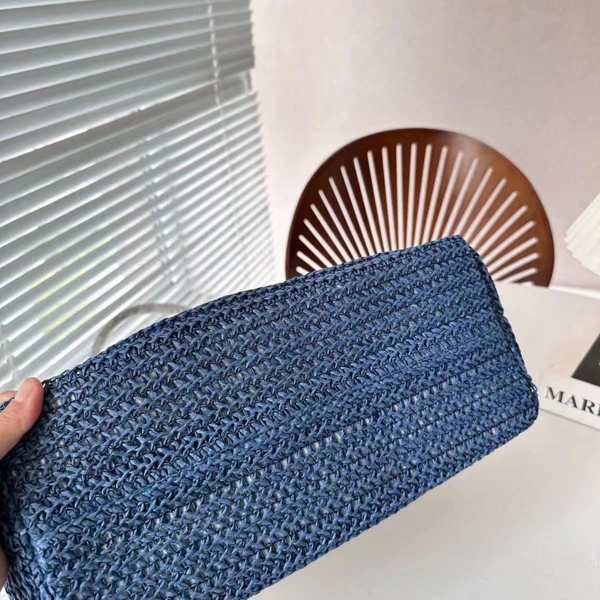 Evening Bags Beach vacation bag Straw woven colored bag Large capacity summer contrast vacation bag in Bohemian style 230712