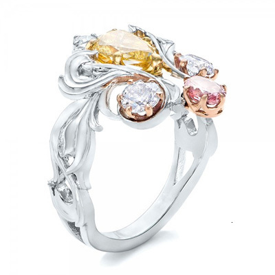 Wedding Rings Yellow Pink White Three Colors CZ Zircon Fashion Ring Wedding Rings For Women Birthday Stone Gifts Female Party Finger Ring 230713
