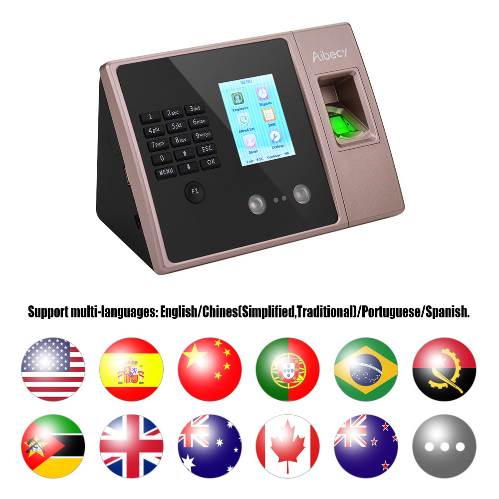 Recognition System Multi language Biometric Fingerprint Time Attendance Clock Recorder Employee Recording Device Electronic Machine 230712