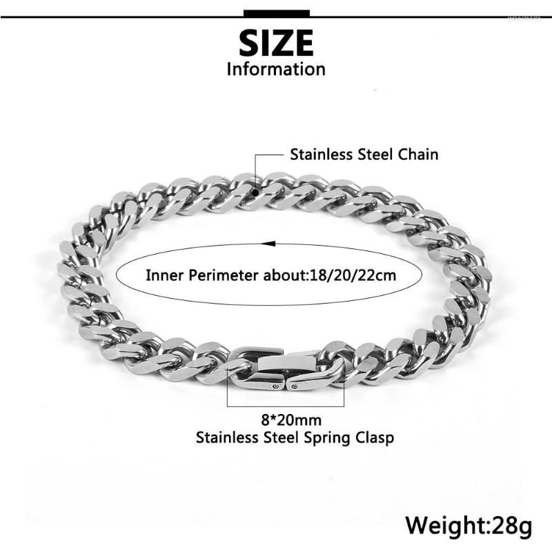 Link Bracelets Fashion Men Stainless Steel Cuban Chains 6mm/8mm Width Dubai Curb Chain Bangle Wrist Male Jewelry