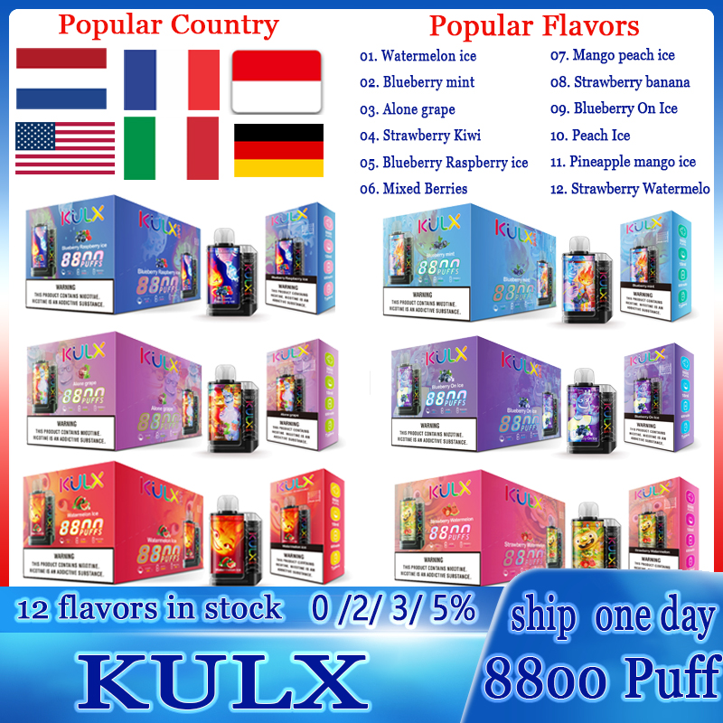 Original Kulx 8800 Puffs E Cigarette Vapers Desechables Vape desechable 12 Flavors 18ml Rechargeable Disposable Vape Pen Device Pod S Vapes Kit Puff 8800 BARS 0% 2% 3% 5%
Original Kulx 8800 Puffs E Cigarette Vapers Desechables Vape desechable 12 Flavors 18ml Rechargeable Disposable Vape Pen Device Pod S Vapes Kit Puff 8800 BARS 0% 2% 3% 5%