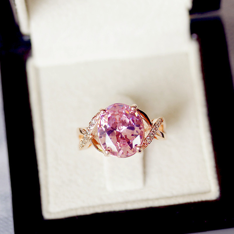 Wedding Rings Fashion Natural Pink Crystal Engagement Ring Romantic Women Give Friends Birthday Gifts 230713
