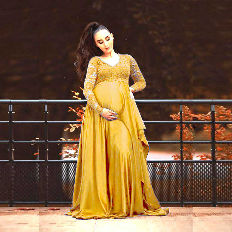 New Lace Chiffon Maternity Photography Props Long Dress Cute Pregnancy Dresses Elegence Pregnant Women Maxi Gown For Photo Shoot L230712