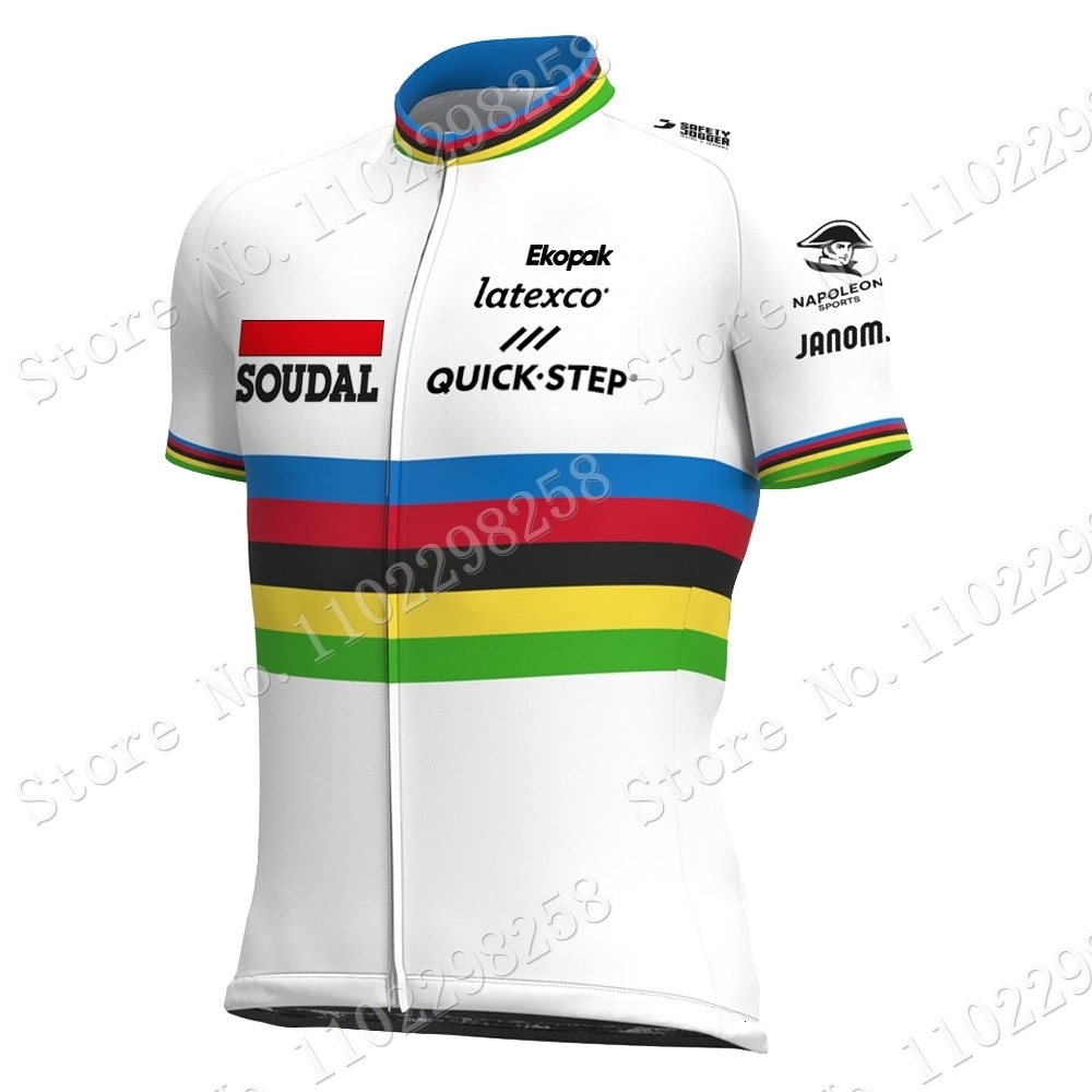 Cycling Jersey Sets Maillot Soudal Quick Step World Champion Set Clothing Road Bike Shirts Suit Bicycle Bib Shorts MTB Wear Ropa 230712